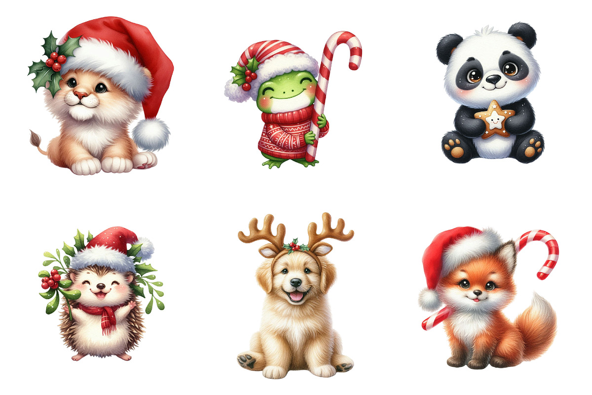 Cute Animal Christmas Clipart Bundle, a Graphic by CitraGraphics (Photo 2 of 4)