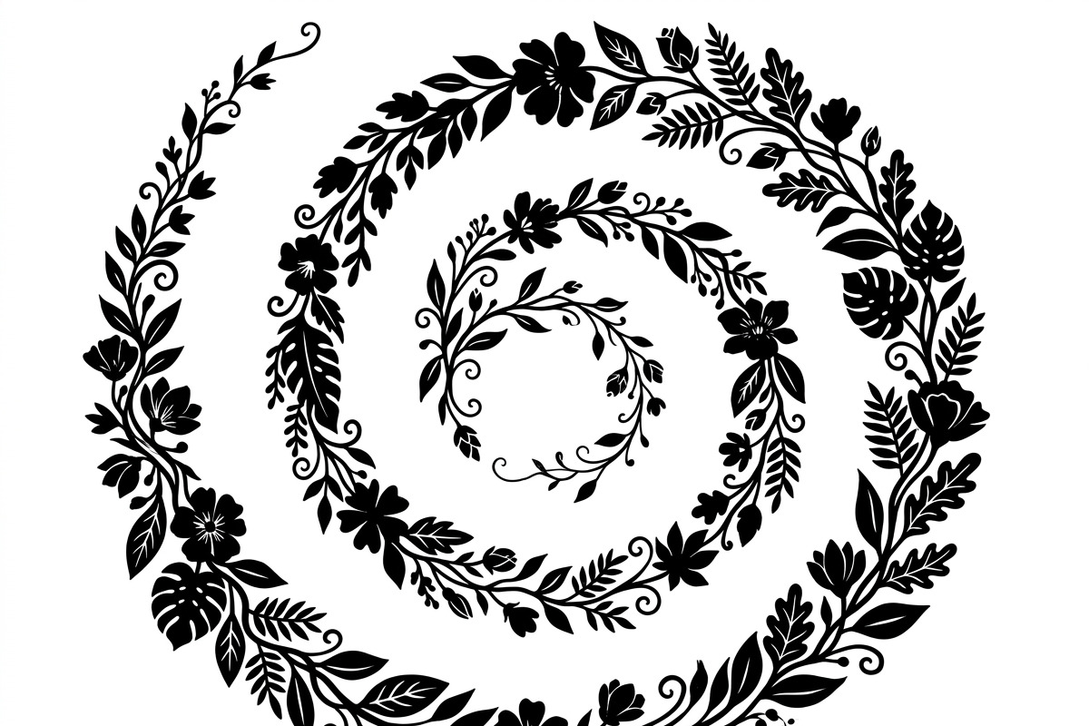 50 Elegant Floral Leaf Spiral Frame, a Decorative Illustration by Amazin_art (Photo 20 of 39)