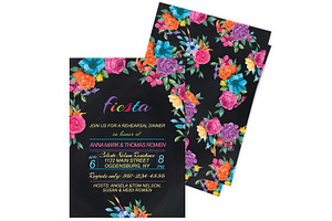 Watercolor Fiesta Flowers Set