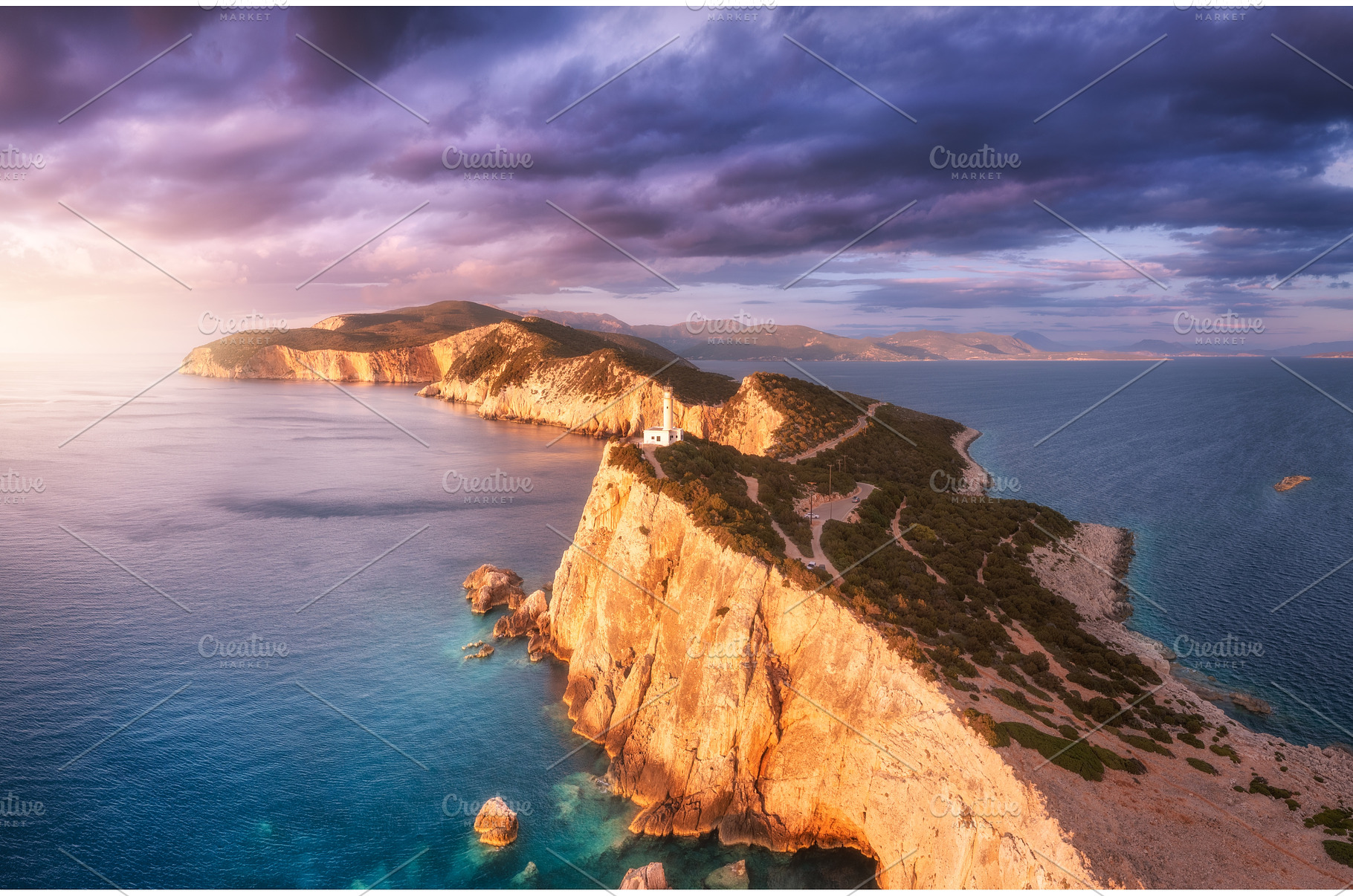 Lighthouse on the mountain peak at, a Nature Photo by den-belitsky