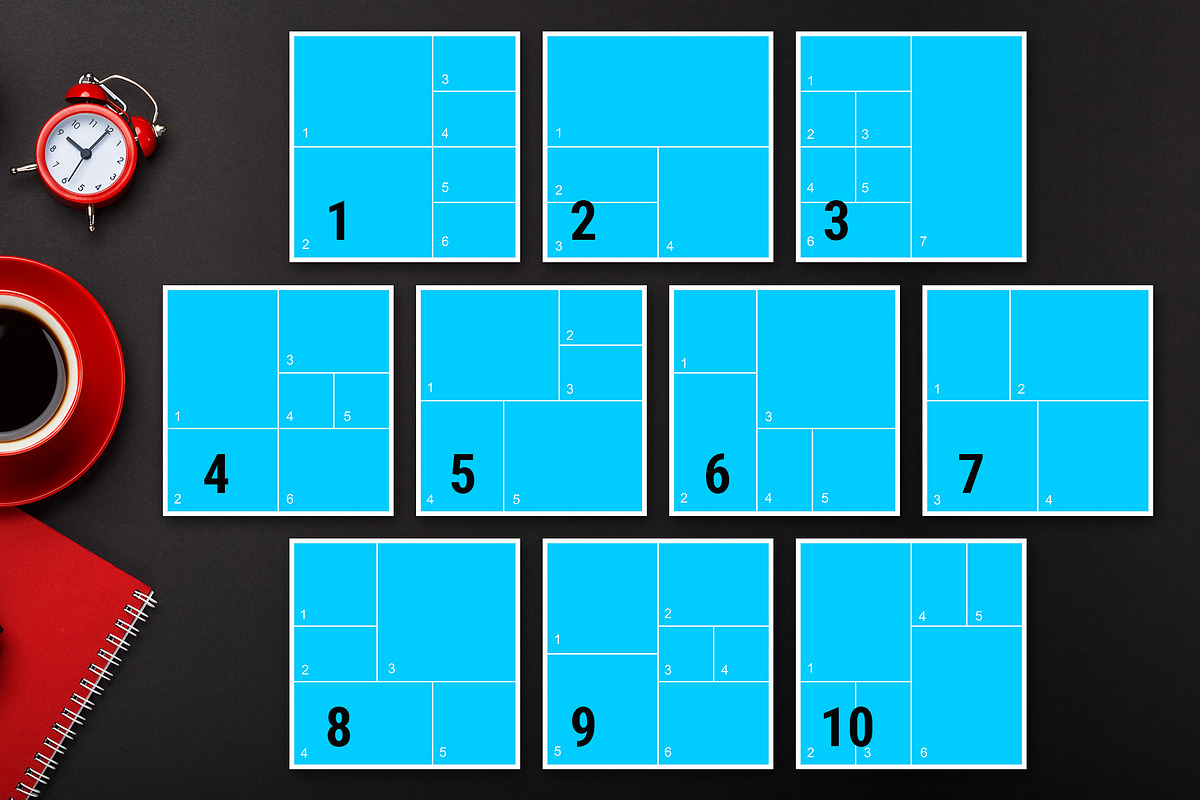 30 Square Photo Collage Templates, a Templates & Theme by DickyJiang Illustrations (Photo 2 of 6)