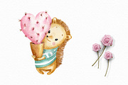 Valentine's Day watercolor clipart, an Animal Illustration by Colibri Watercolor (Thumbnail 2 of 4)