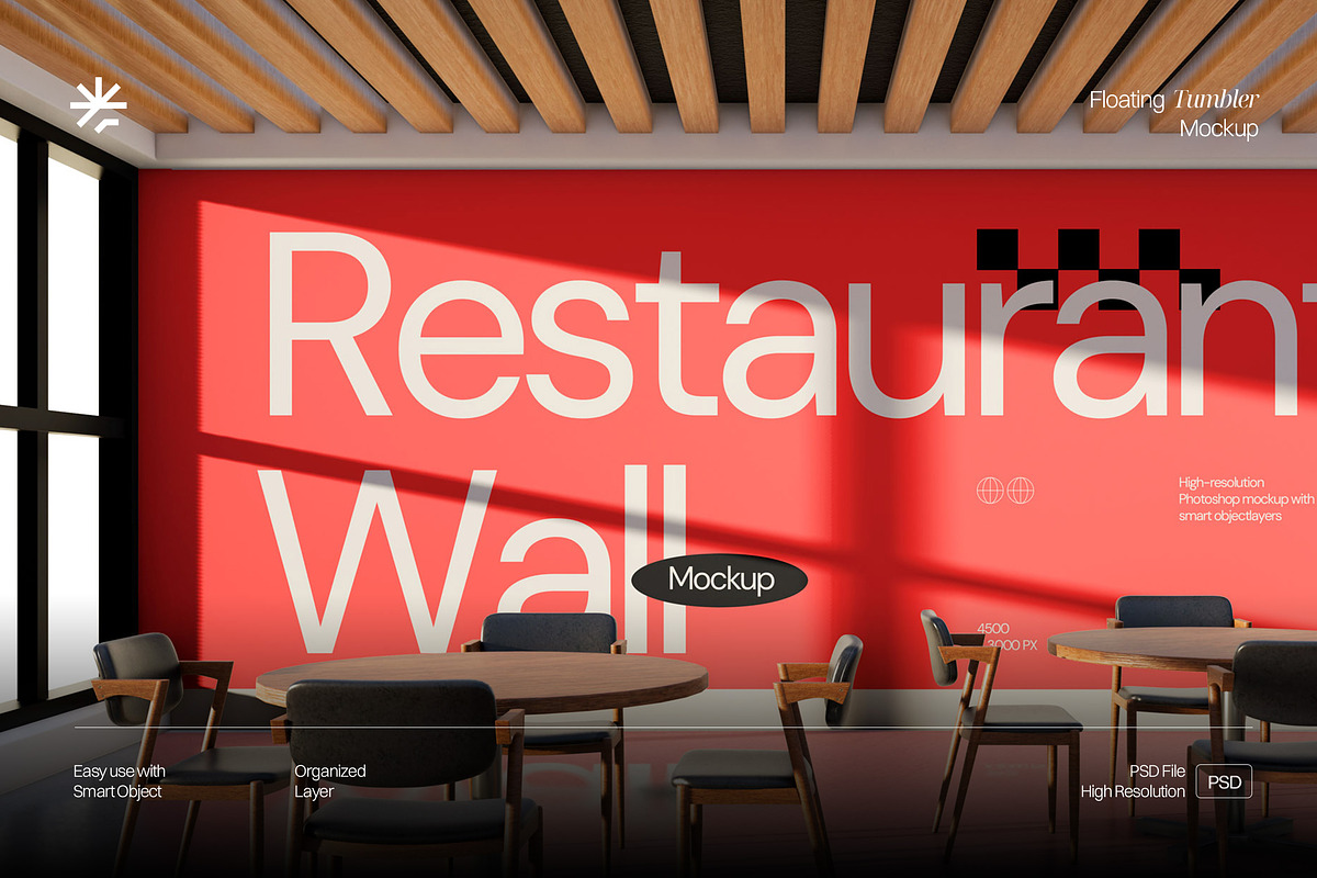 Restaurant Wall Mockup, a Product Mockup by fakhroo (Photo 1 of 2)