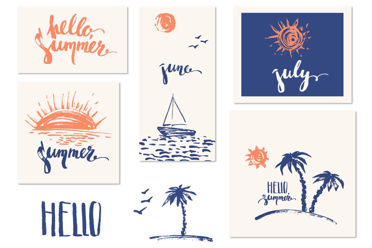 Beach scenes set, a Seasonal Illustration by katya.bogina (Photo 2 of 6)