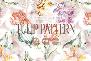 Seamless Pastel Tulip Pattern
