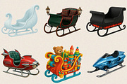Christmas Sleigh Clipart Bundle., an Illustration by SVGArt (Thumbnail 4 of 8)
