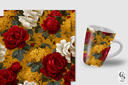 Red and Gold Roses Digital Paper, a Pattern Graphic by Creative Store (Thumbnail 2 of 5)