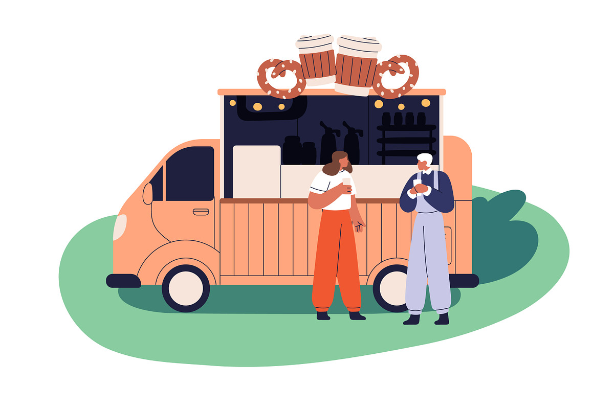 Street food trucks, cafe vans set, a Food Illustration by Good Studio (Photo 7 of 9)