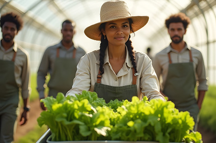 Woman Farmer Harvesting Lettuce in G, a Food & Drink Photo by Stock Shape