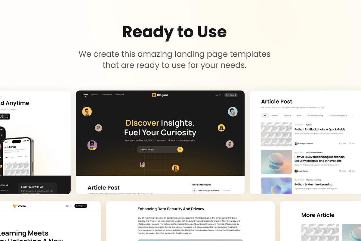 Blogane - Blog/News Landing Page Kit, an UI Kit Template by Agensip Design Agency (Photo 7 of 10)