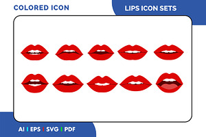Red Lips Vector Icon Set, a Duotone Icon by Fontmine Studio