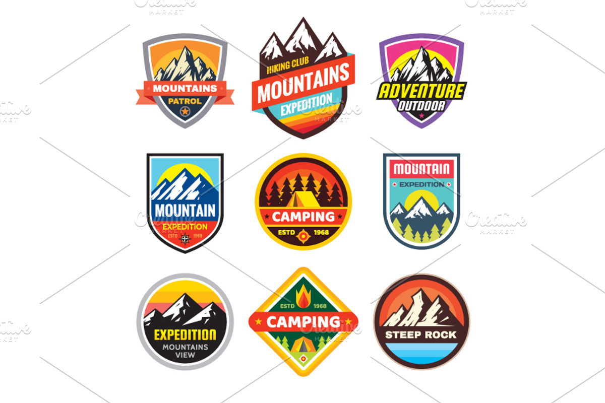 45 Badges & Logos Mountains Camping, a Branding & Logo Template by serkorkin (Photo 2 of 6)