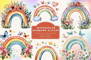 Watercolor Rainbow Clipart, an Illustration by NadiaTheronArt (Thumbnail 1 of 4)