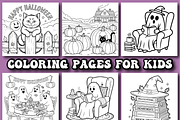 Cozy Halloween Kids Coloring Pages, a Seasonal Illustration by Printable Design Store (Thumbnail 3 of 4)