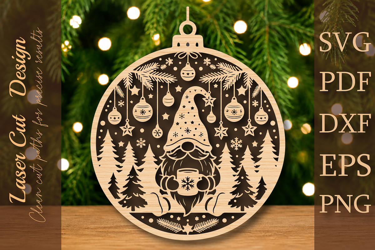 Christmas Gnome Ornament SVG, a Work Illustration by Digital Artistic99 (Photo 1 of 4)