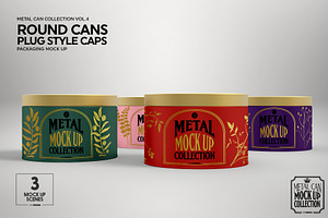 Round Cans Plug Metal Cap Mockup