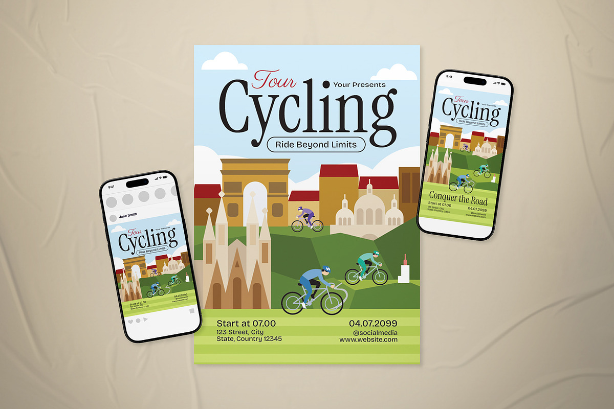 Yellow Tour Cycling Event Flyer Set, a Flyer Template by The Good Store (Photo 1 of 2)