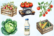 Watercolor Farmer's Market Clipart, an Illustration by Craft Nest (Thumbnail 3 of 9)