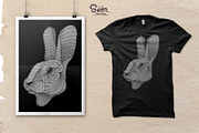 Rabbit T-shirt design (Hand drawn), an Illustration by Soir Creative (Thumbnail 2 of 3)