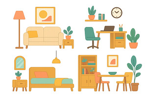Cozy and modern interior design with, an Object Illustration by ZinetroN
