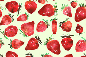 Strawberries Watercolor Pattern