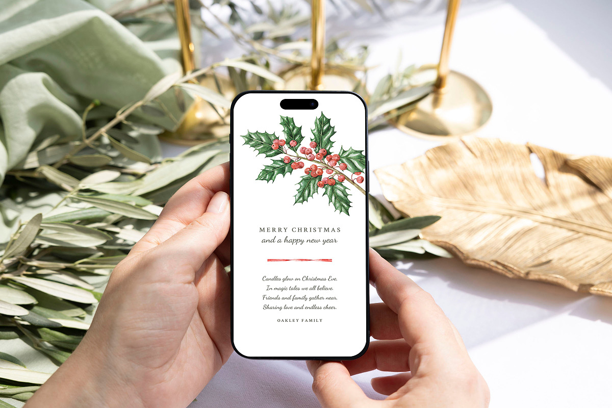 Holly - Christmas & New Year Card, an Invitation Template by CinderHeart Designs (Photo 4 of 4)