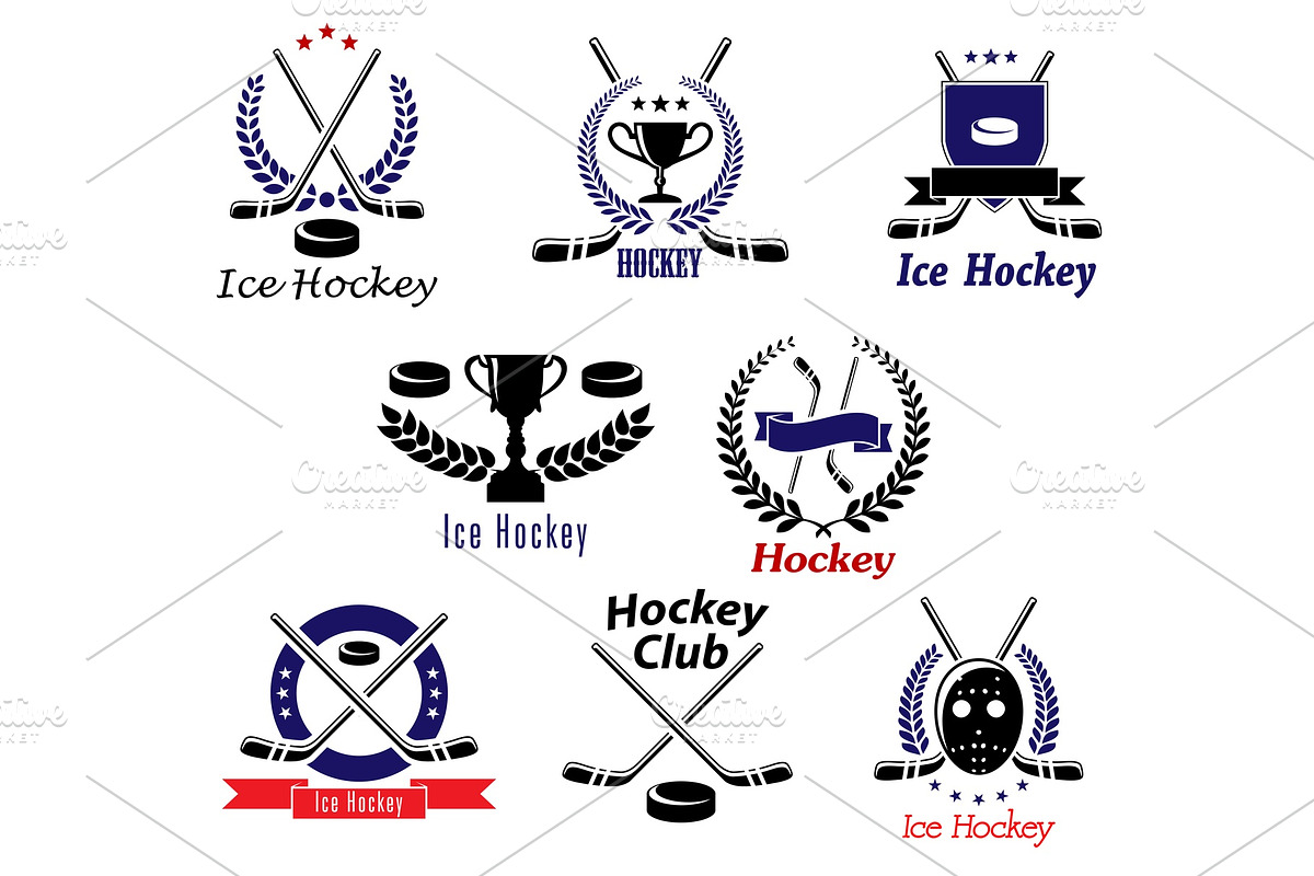 Ice hockey emblems and logo, a Solid Icon by Vector Tradition (Photo 3 of 3)