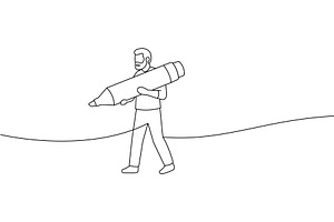 Man carrying giant marker pen, a Person Illustration by GraphiShop