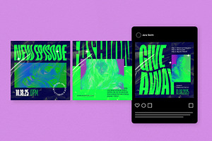 Neon Green Futuristic Instagram Set