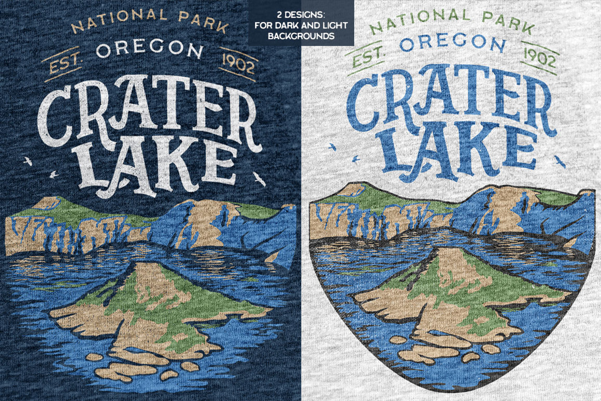 Crater Lake National Park Oregon Tee, an Illustration by Paul Lesser (Photo 2 of 9)