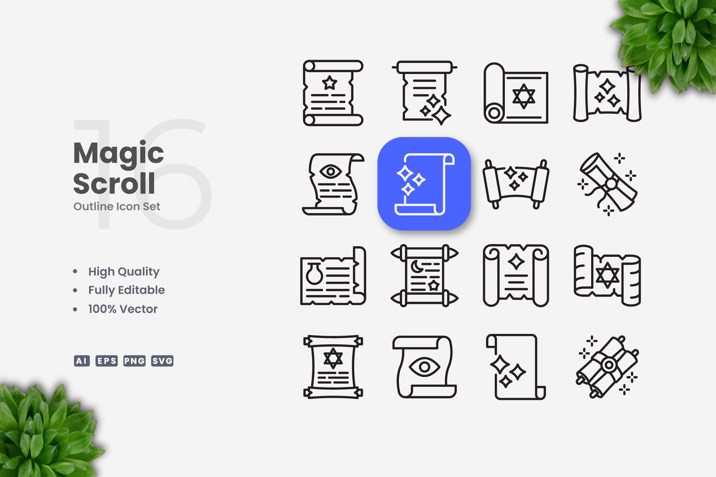 Magic Scroll Outline Icons, an Outline Icon by Upnowgraphic