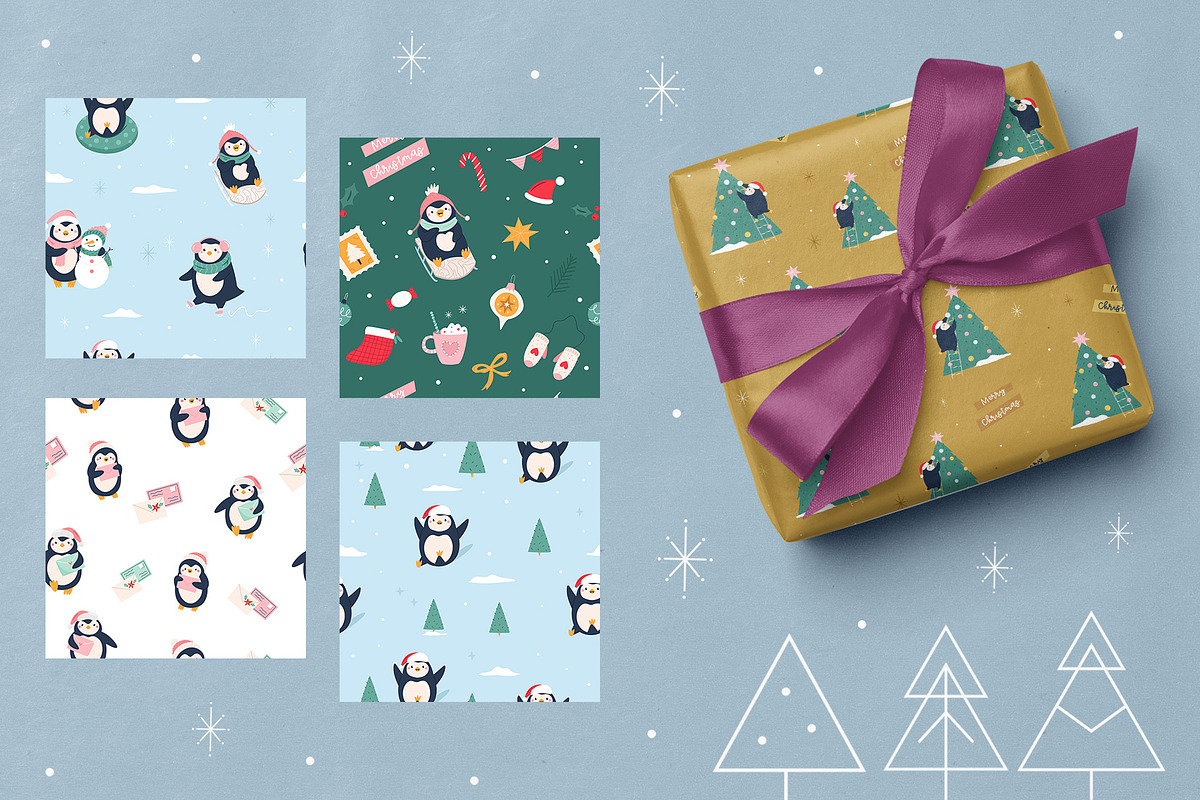 Cute Penguin Clipart & Winter Cards, an Animal Illustration by danceyourlife (Photo 11 of 12)