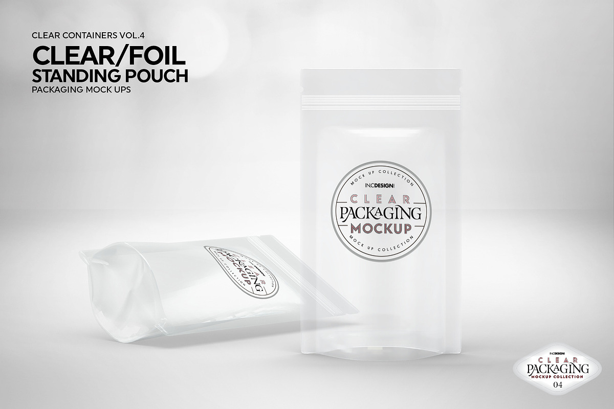 Clear /Foil Stand Up Pouch Mockup, a Cups & Container Mockup by INCDesign (Photo 2 of 8)