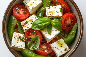 Fresh Feta Tomato and Pepper Salad i, a Food & Drink Photo by Pixeness Studio