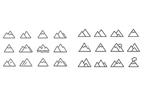 Collection of mountain icons, an Illustration by ZinetroN