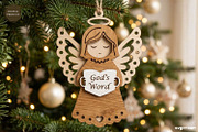 Nativity Angel Ornaments SVG Bundle, a Decorative Illustration by svgocean (Thumbnail 4 of 7)