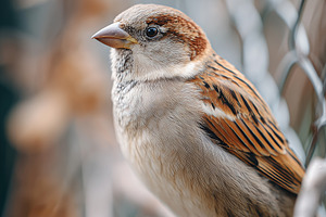 Close up of a small brown sparrow, an Animal Photo by MistyDay