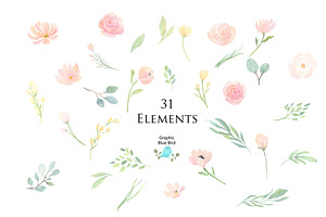 Soft Pink Flowers Watercolor Clipart