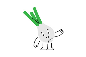 Funny onion character is smiling and, a Food Illustration by GraphiShop