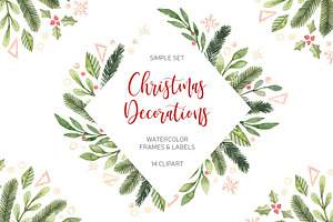 Watercolor Christmas decorations