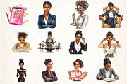 Watercolor Black Lady Boss Clipart, an Illustration by DreamCafeArt (Thumbnail 2 of 5)
