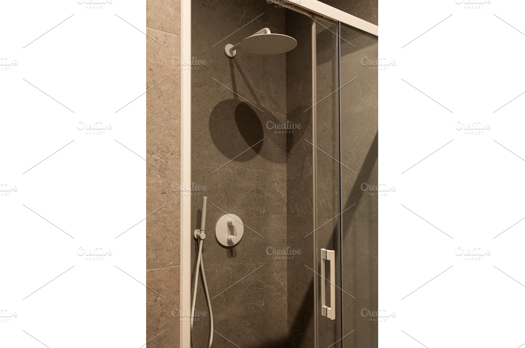 Modern shower cabin with grey tile, a Nature Photo by wip3out