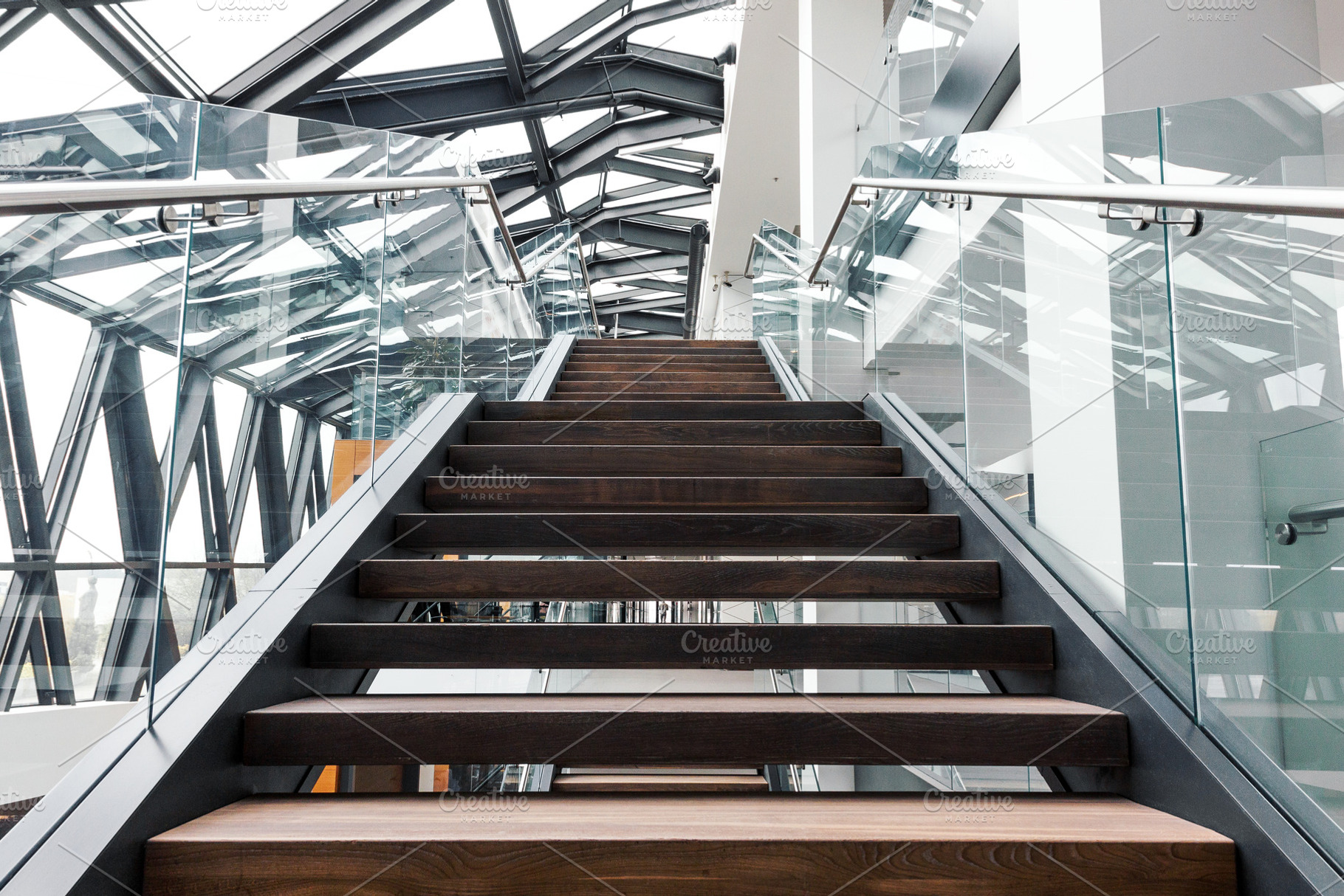 Empty stairs in modern building, an Architecture Photo by BOOCYS