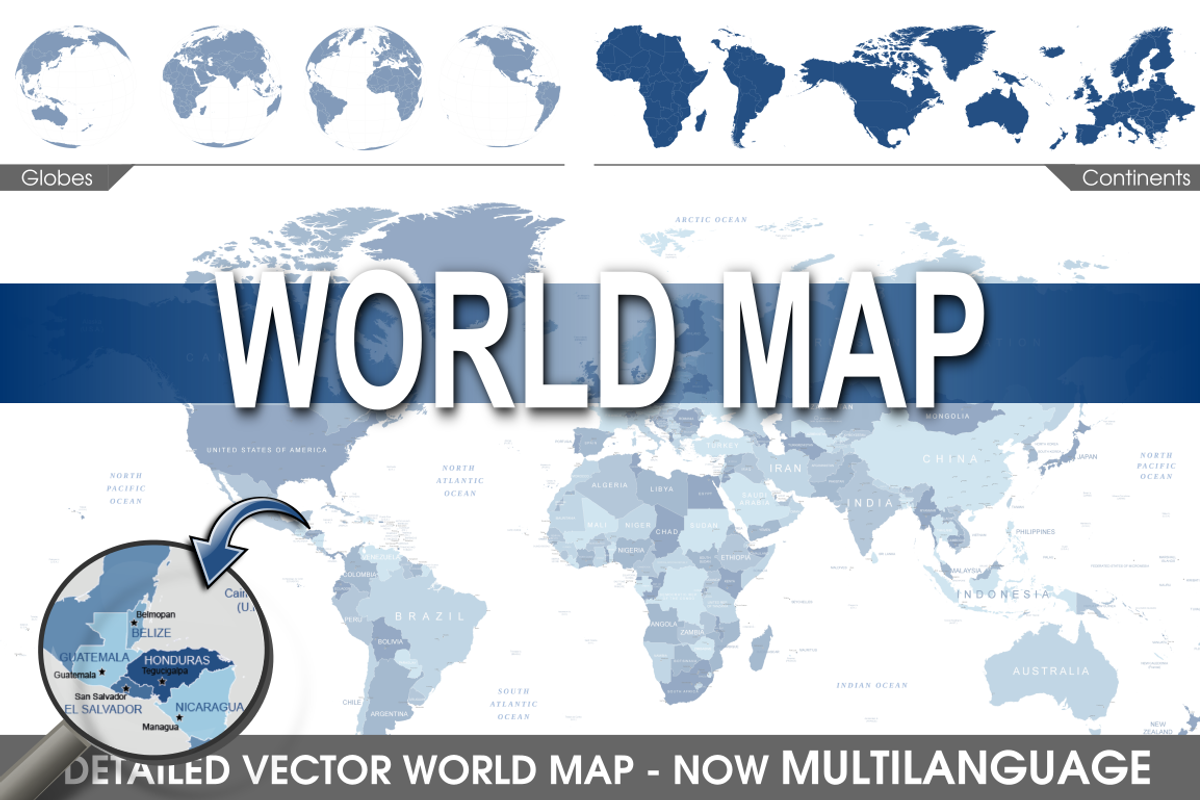 World Map with countries and globe, a Work Illustration by Cartorical (Photo 1 of 9)