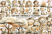 Safari animals watercolor clipart, an Illustration by Sublimation Artist (Thumbnail 1 of 7)
