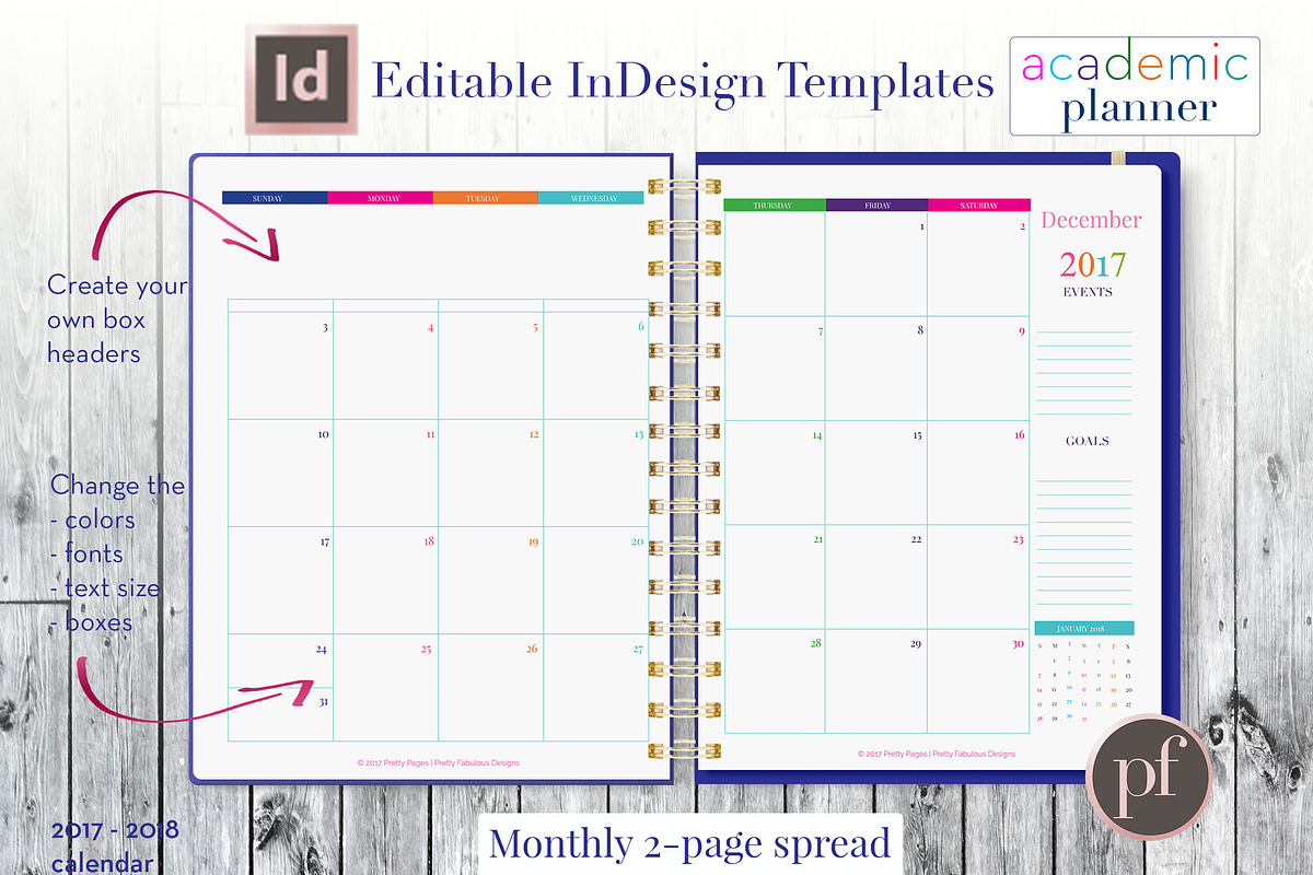 Academic Planner | InDesign Template, a Stationery Template by Planner Templates (Photo 5 of 11)