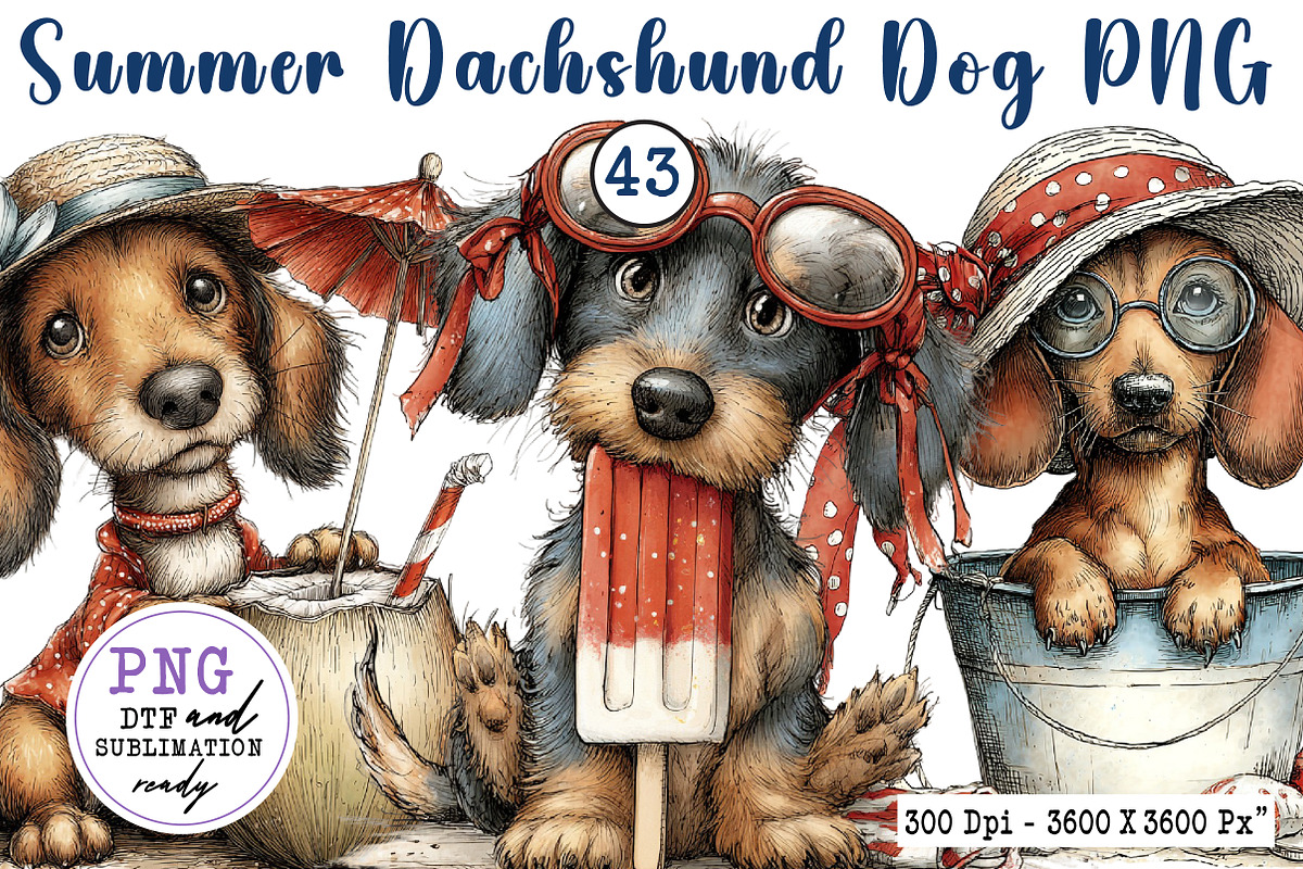 Summer Dachshund Dog PNG Clipart, an Animal Illustration by CreationArt (Photo 1 of 7)