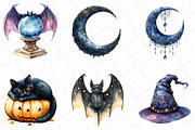 Watercolor Whimsigoth Halloween Clip, an Illustration by DreamPrint404 (Thumbnail 5 of 6)