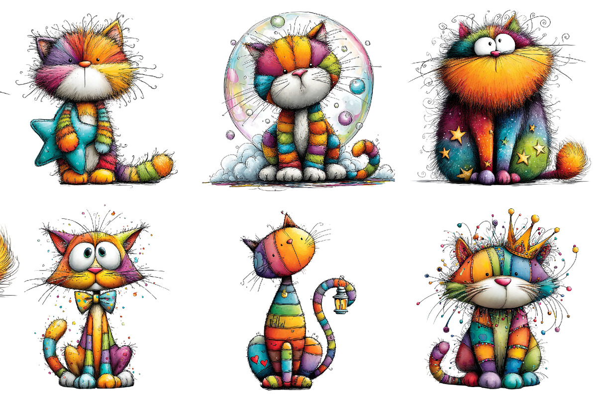 Rainbow Cat Clipart, an Illustration by DreamArtGraphic (Photo 3 of 4)