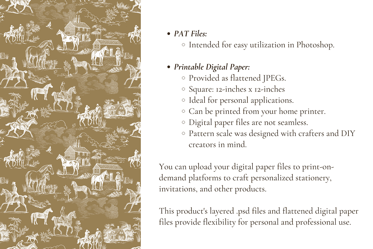 Equestrian Toile de Jouy Pattern, a Pattern Graphic by Hughes Studio (Photo 7 of 8)